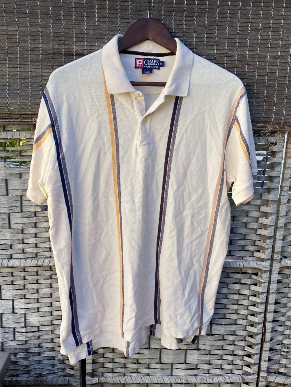 90s Chaps Ralph Lauren Striped Short Sleeve Polo Rugby Shirt Vintage MED Cotton